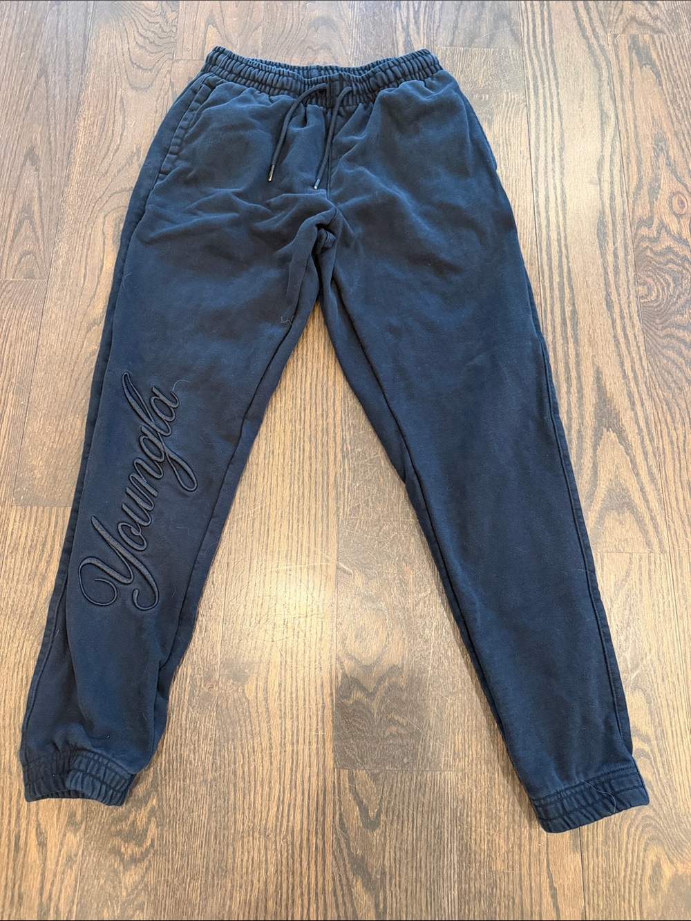 YoungLA Navy Embroidered Logo Joggers